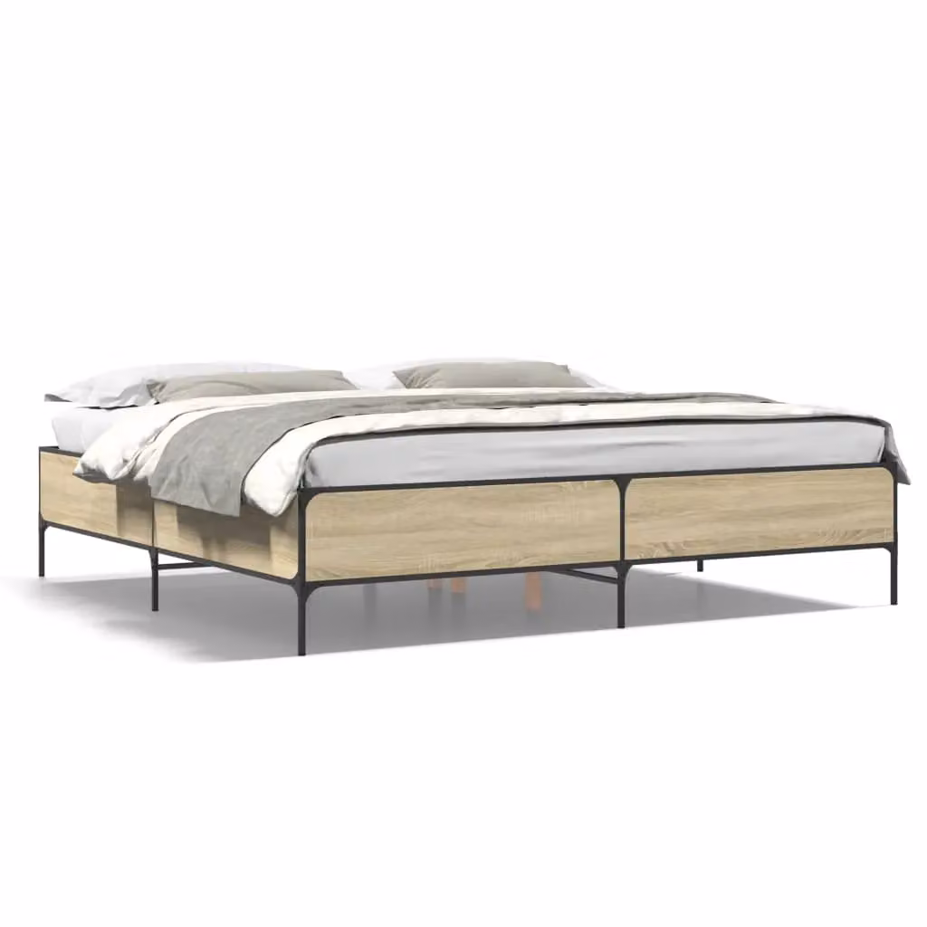 Berkfield Home Sonoma Oak Bed Frame in Brown, W/D/H: 180 x 200 cm – 2
