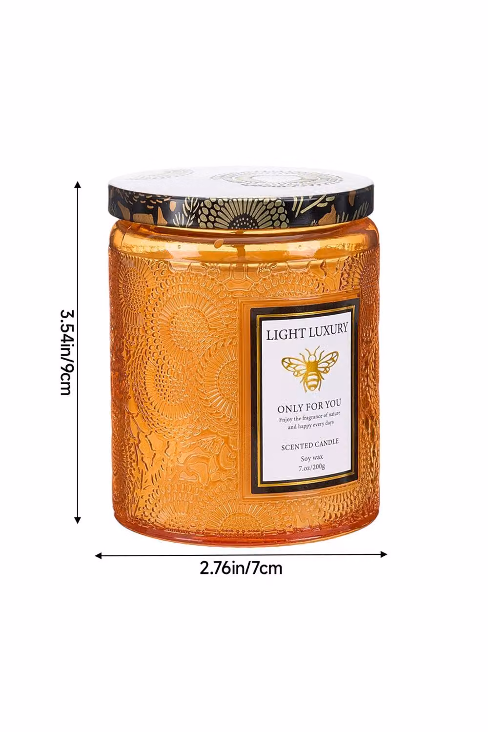 Living and Home Orange Embossing Glass Soy Wax Scented Candle with Lid – 2