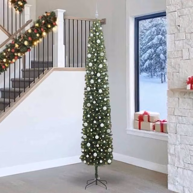 Berkfield Home Artificial Green Christmas Tree with 300 Warm White LEDs and Stand, Height: 270 cm