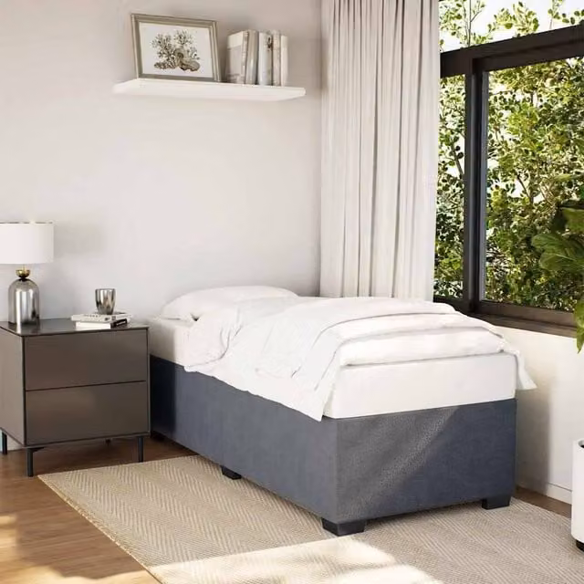 Berkfield Home Single Upholstered Velvet Bed Frame in Dark Grey, W/D/H: 90 x 200 cm