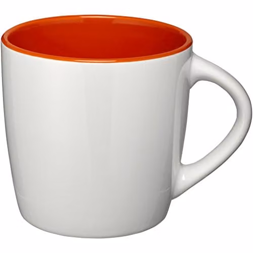 Bullet Aztec Geometric Ceramic Mug, 350ml, White and Orange