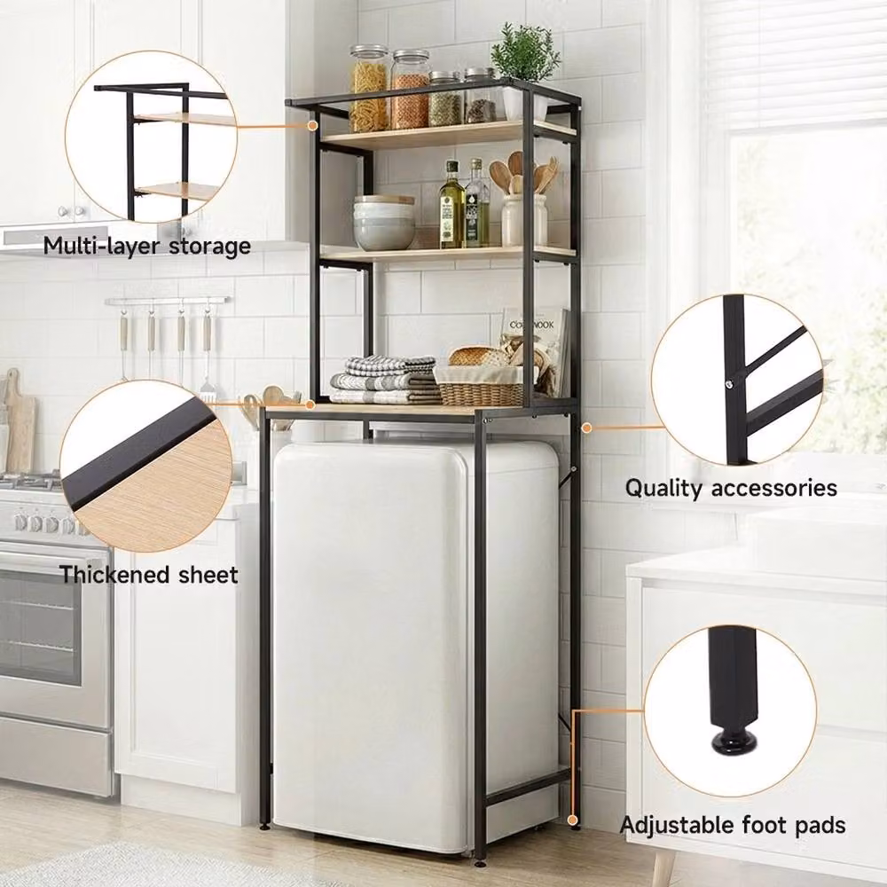 NESTLUNE 3 Tier Over Fridge Storage Rack in Black – 3
