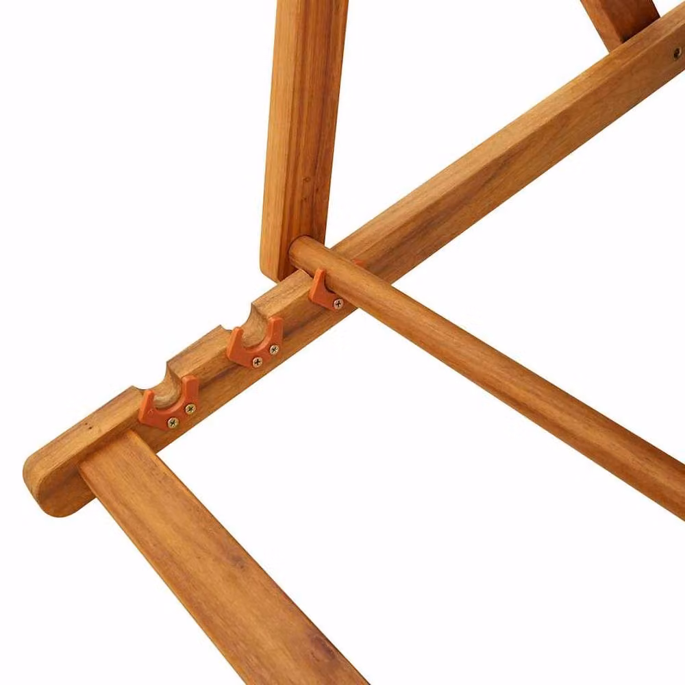 Berkfield Home Folding Beach Chair with Armrests in Blue Acacia Wood and Textilene – 5
