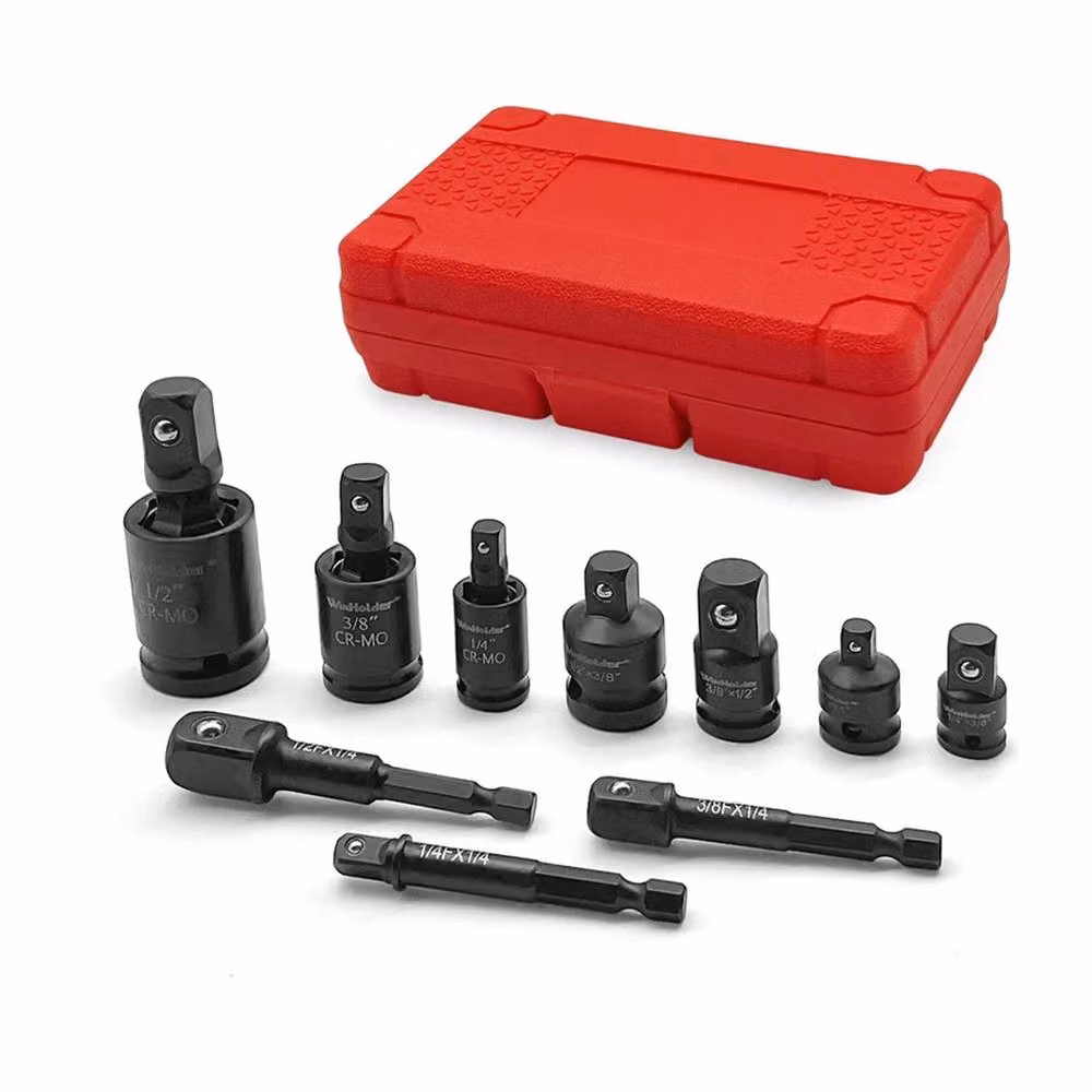 Nordara 9 Piece Impact Socket Adapter and Reducer Set in Black, 1/4 Inch, Chromium Vanadium Steel – 3
