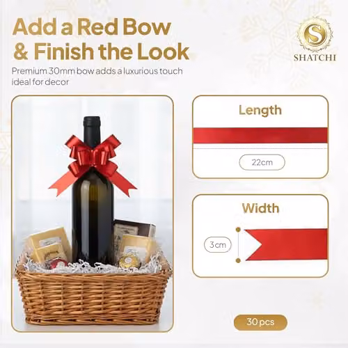 Shatchi 30pcs Red 30mm Pull Bows for Party, Wedding and Birthday Decorations – 2