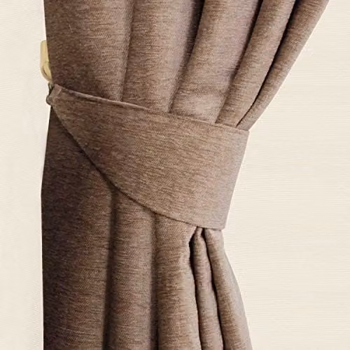 Homescapes Mink Chenille Curtain Tie Backs, Pair in Beige and Brown
