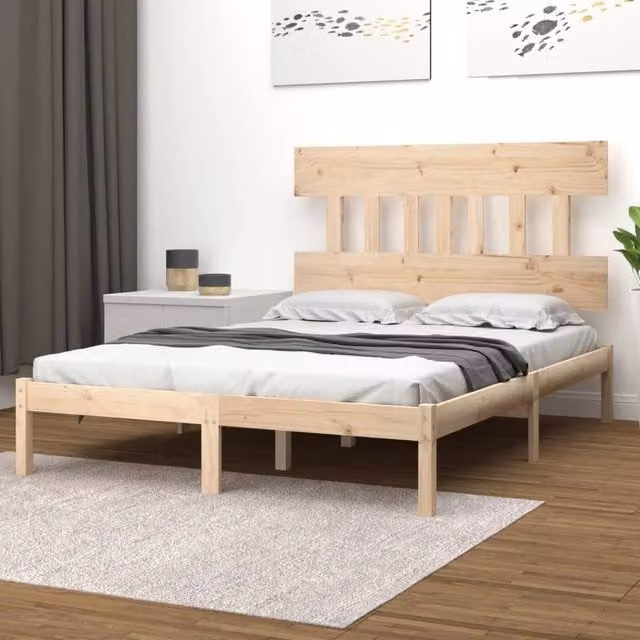 Berkfield Home Solid Wood Pine Bed Frame in Brown, W: 140 cm, D: 200 cm