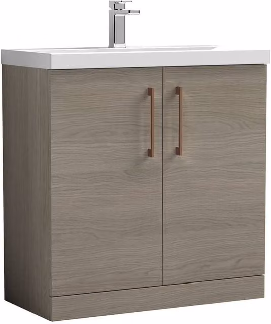 Balterley Solace Oak 2-Door Freestanding Bathroom Vanity Unit with Basin in Brown