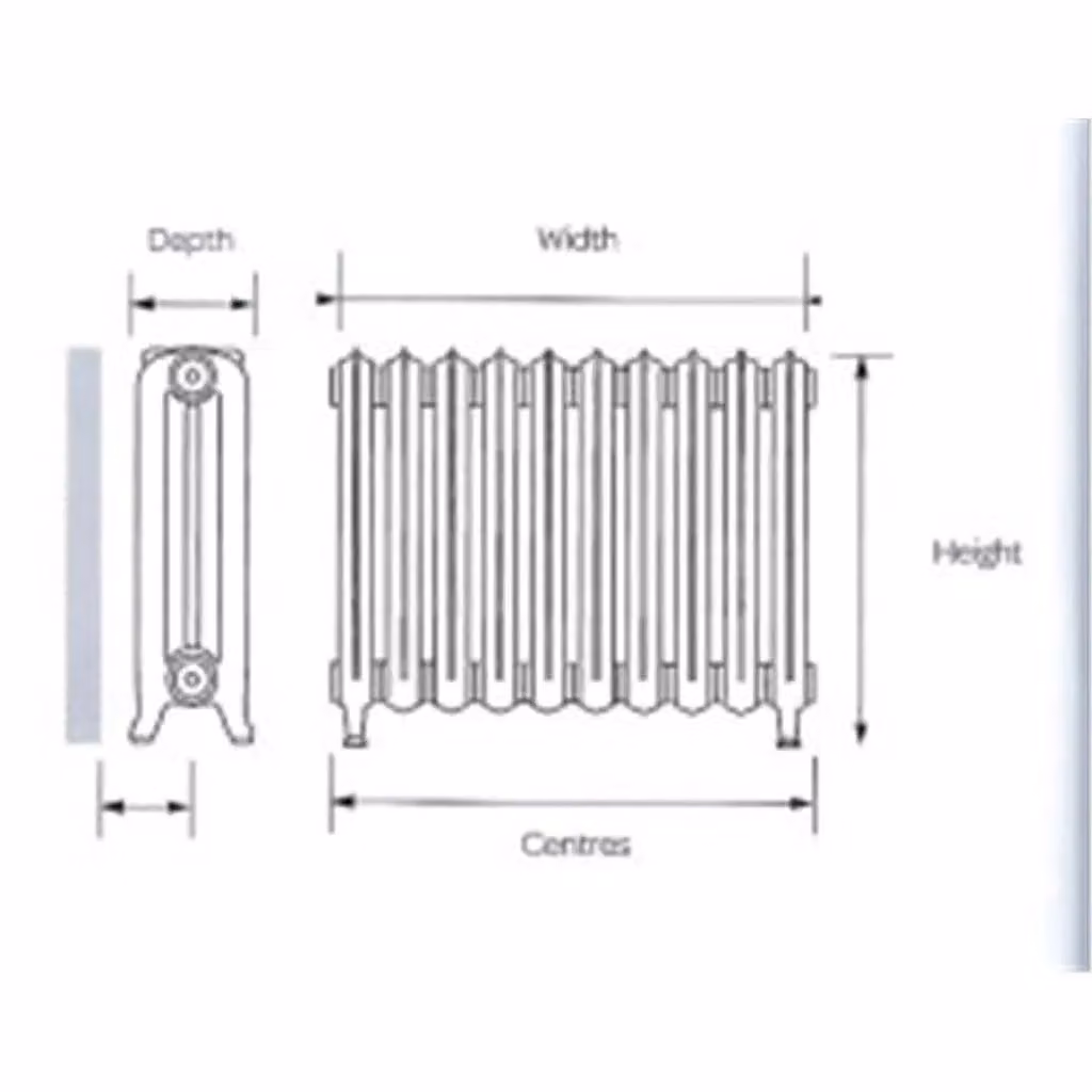Clifton Cast Iron Horizontal Radiator in Charcoal, W: 102.0 cm, H: 76.0 cm – 3