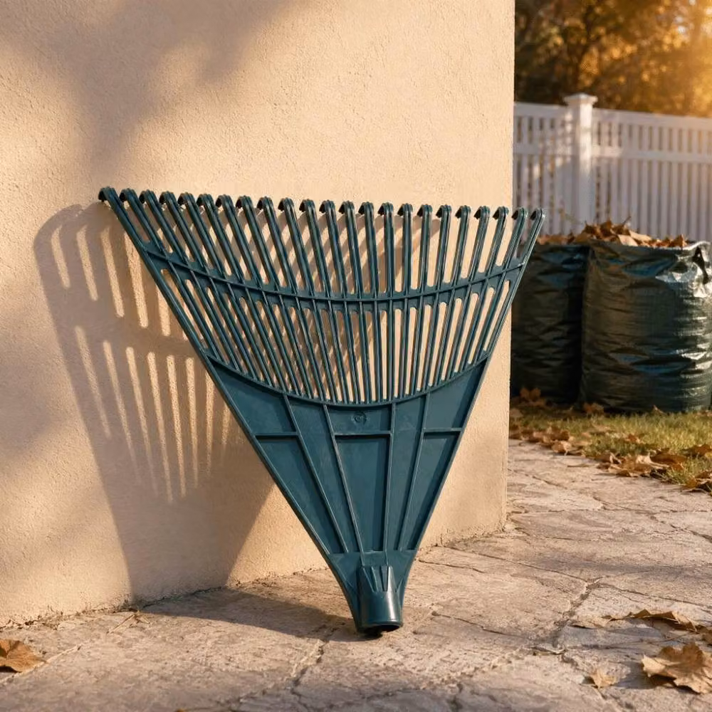 FLAVORA Green Durable Plastic Grass Rake Head with Tines – 4