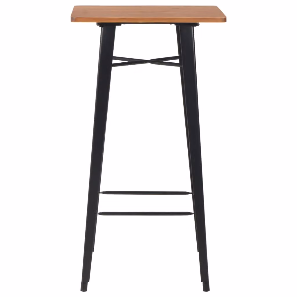 Berkfield Home Bar Table in Black, Solid Pine Wood and Steel, W/D/H: 60 x 60 x 108 cm – 2