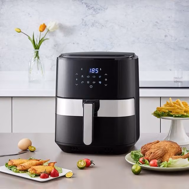 Livingandhome Touch Control Hot Air Fryer with Digital Display in Black and Silver