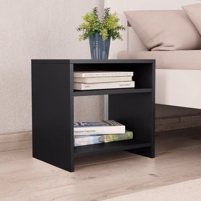 Berkfield Home Black Bedside Cabinet in Engineered Wood W/D/H: 40 x 30 x 40 cm – 1