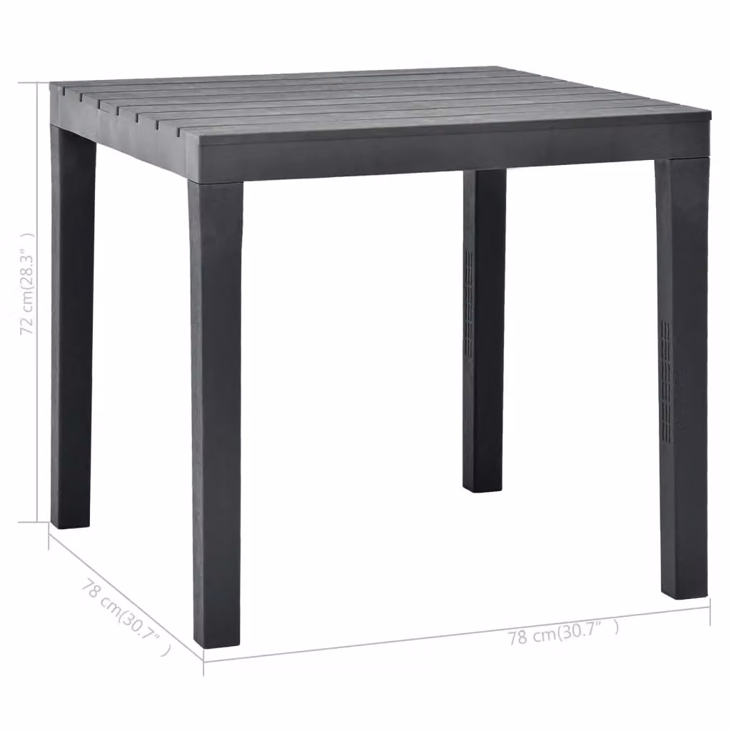 Berkfield Home Anthracite Plastic Garden Table in Black W/D/H: 78 x 78 x 72 cm – 4