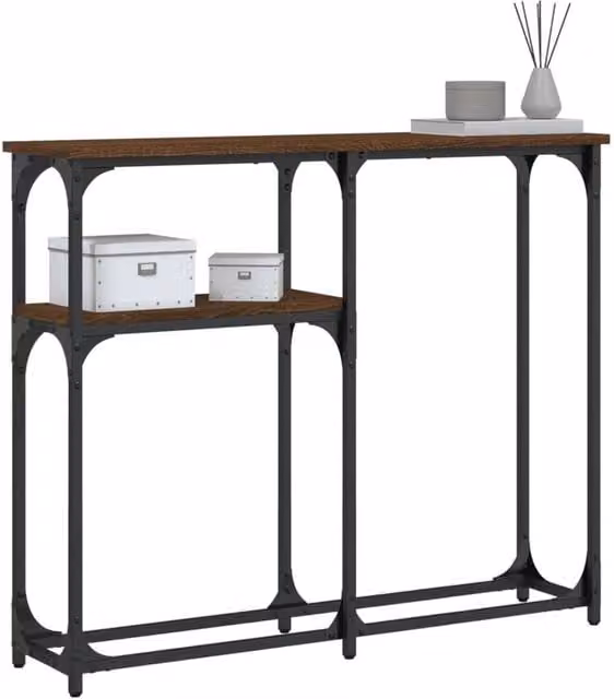 Berkfield Home Decorative Console Table in Brown Oak, W/D/H: 90 x 22.5 x 75 cm