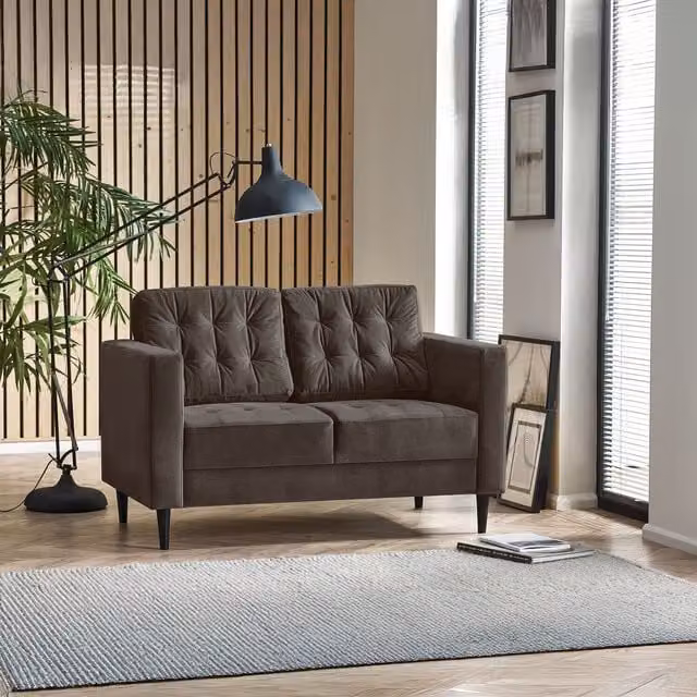 FurnitureboxUK Juno Velvet Sofa in Mink with Solid Wood Frame
