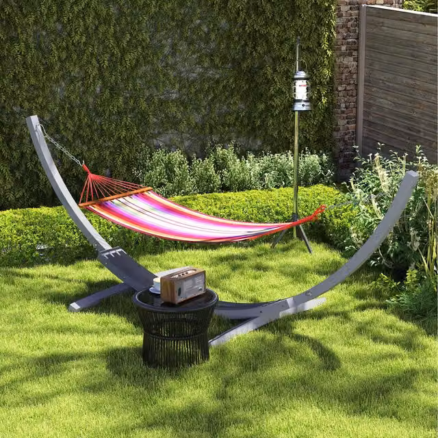 Outsunny Grey Wooden Hammock Stand