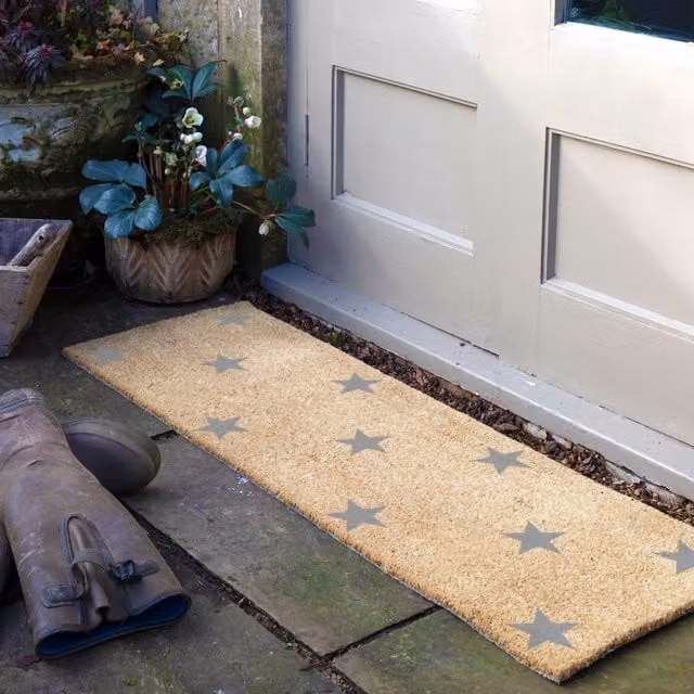 Artsy Mats Grey Multi Stars Patio Doormat in Beige, W/D/H: 120 x 40 cm – 1