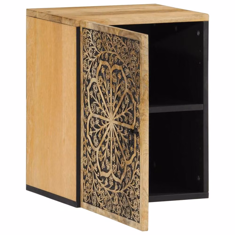 Berkfield Home Brown Mango Wood Bathroom Wall Cabinet, W: 38 cm, D: 33 cm, H: 48 cm – 2