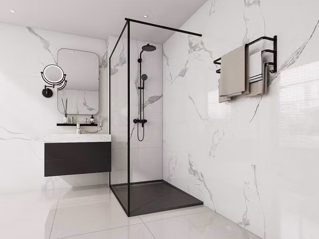 Vente-unique Lyrosa Rectangular Resin Shower Tray, Black, W: 120 cm, D: 90 cm – 1