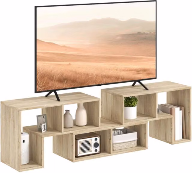 Furnold Modern Adjustable Free Combination TV Stand Unit with Storage in Grey and Beige