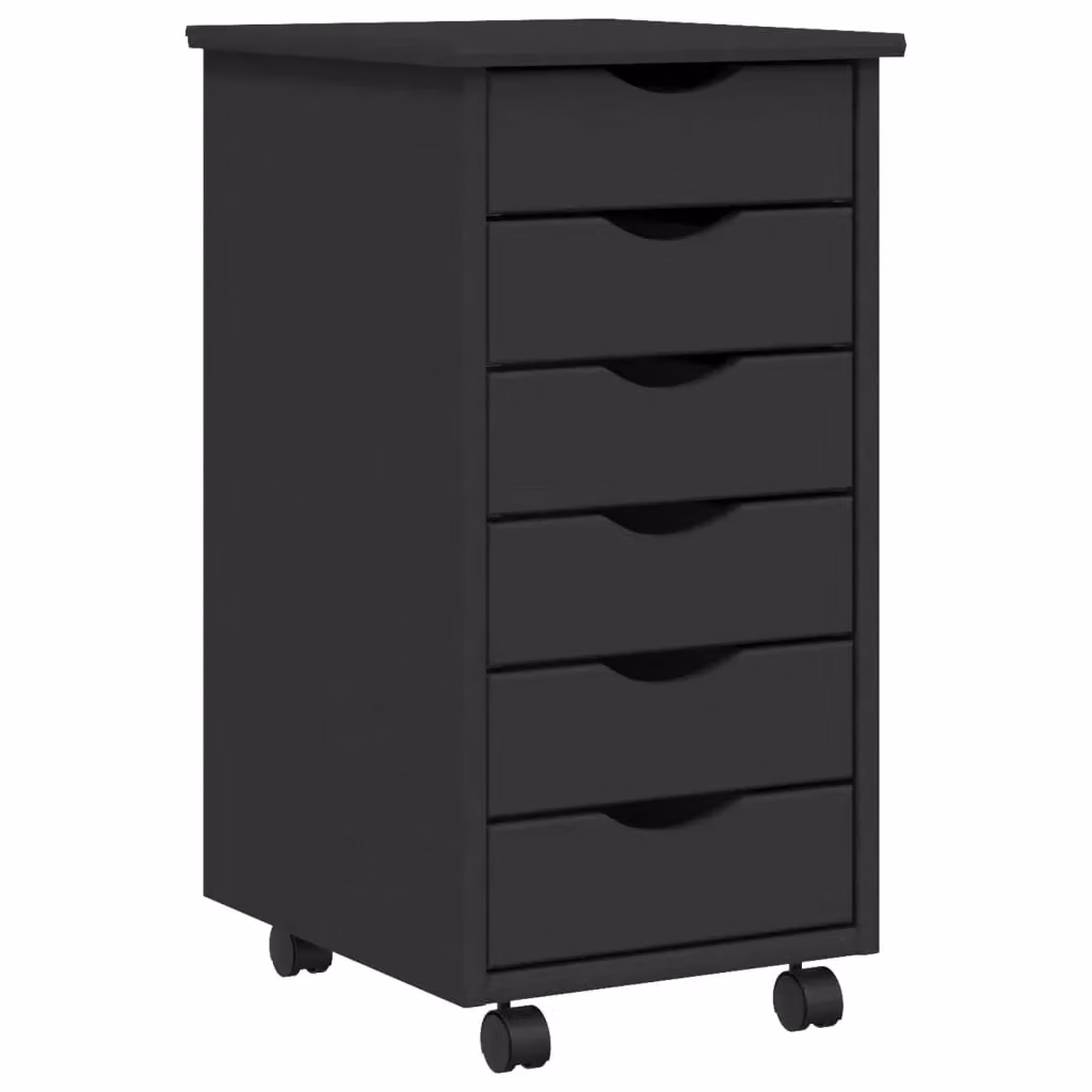 Berkfield Home Rolling Cabinet with Internal Drawers in Moss Grey Solid Pine Wood – 2