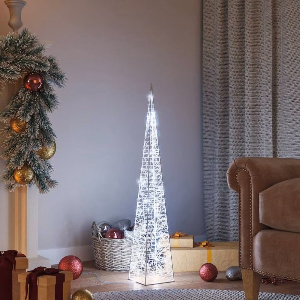 Berkfield Home Acrylic Decorative LED Light Cone in White and Multicolour, Height: 90 cm – 2