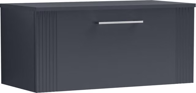 Balterley Modern 1 Drawer Wall Hung Vanity Unit with Colour Match Worktop, Grey, Width: 80 cm – 1
