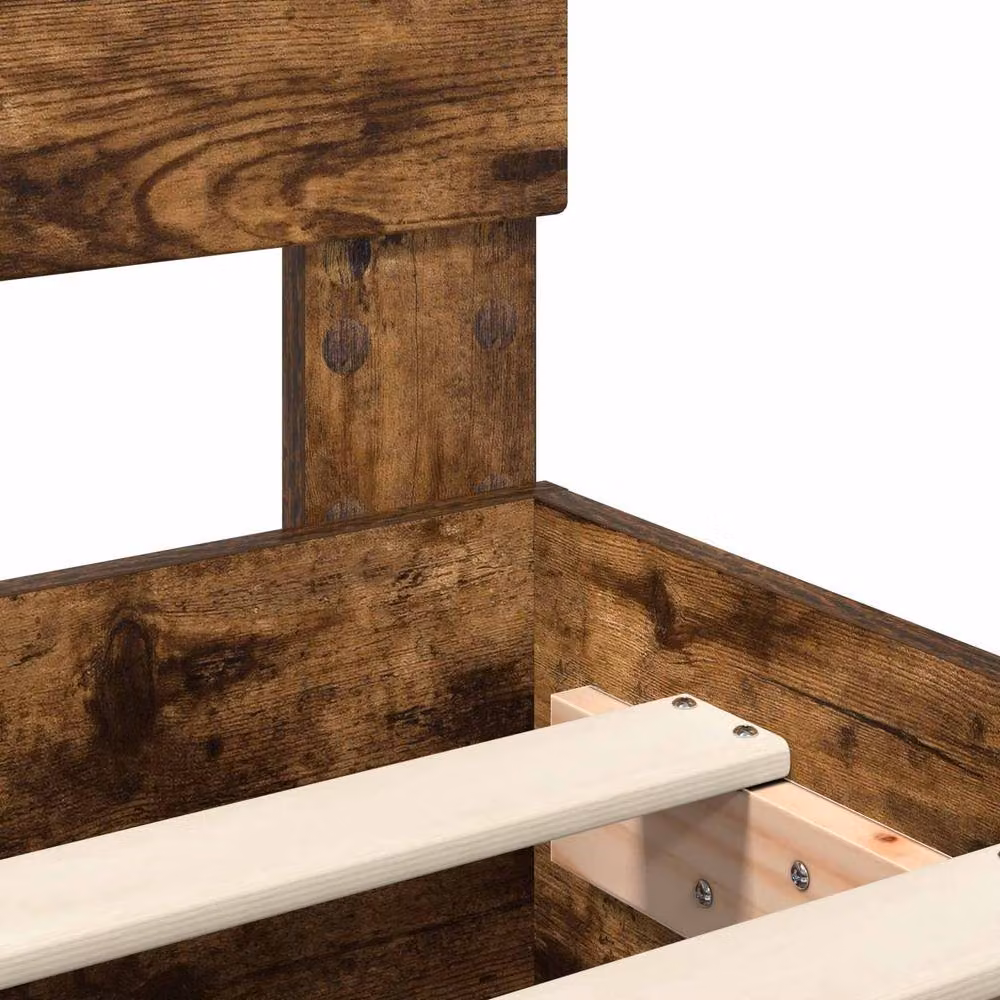 Berkfield Home Modern Bed Frame with Headboard in Smoked Oak Brown, W/D/H: 190 x 70 x 70 cm – 7