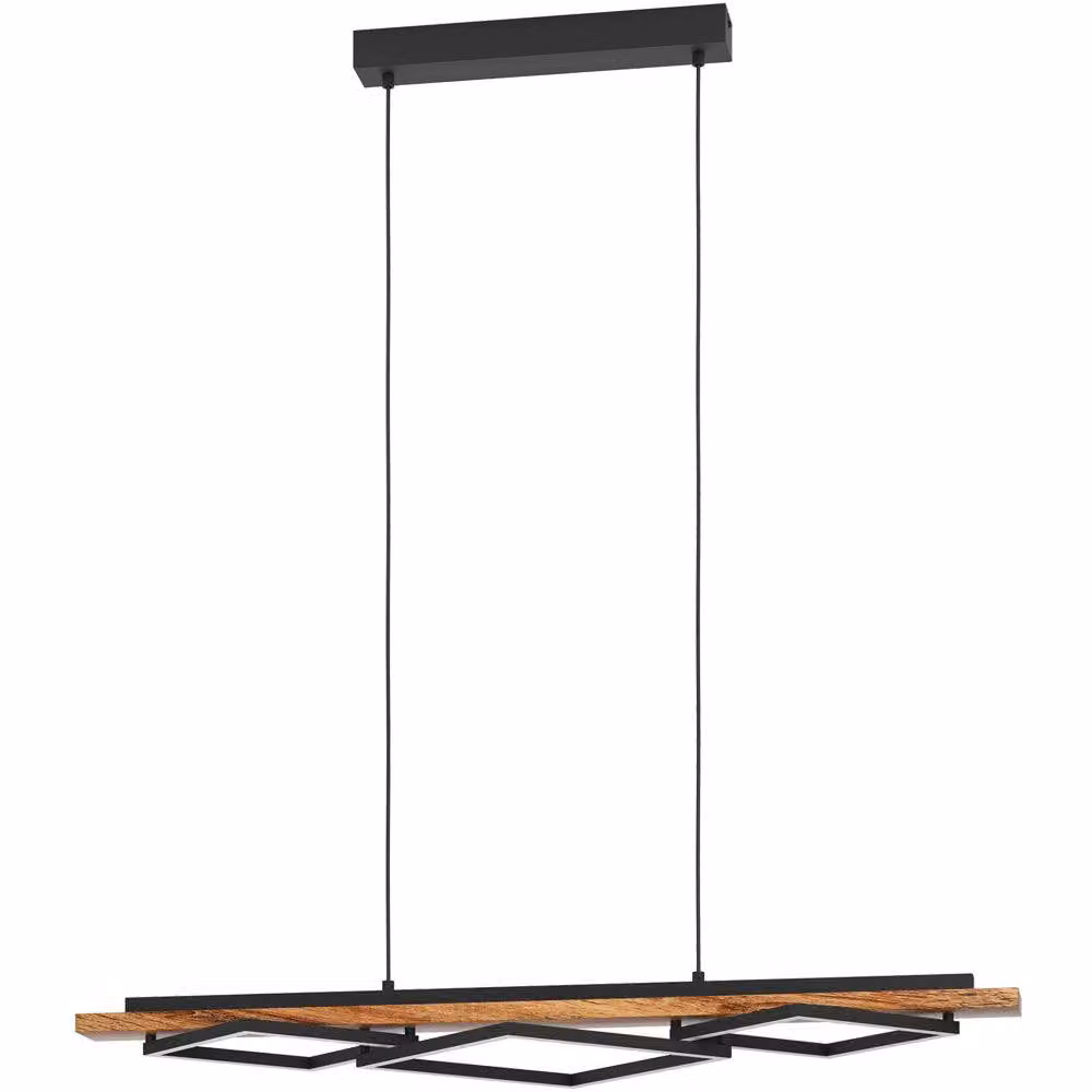Loops Rustic LED Pendant Ceiling Light in Black and Brown Wood – 2