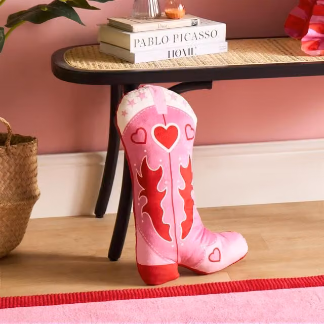 OHS Cowboy Boot Cushion in Pink for Adults