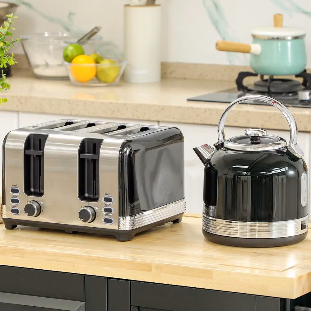 STILVORA Kettle and Toaster Set in Black with Rapid Boil and Stainless Steel Finish – 2