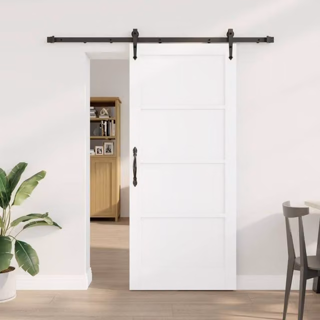 Berkfield Home White Solid Wood Pine Sliding Door with Hardware Set W: 78 cm, H: 202 cm – 1