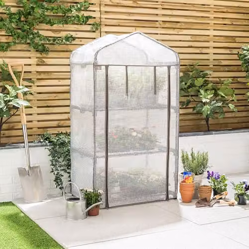 Christow Replacement 3 Tier Mini Greenhouse Cover in White, H: 125 cm – 2