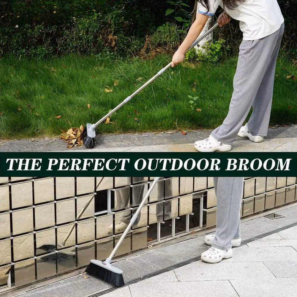 VOGREX Heavy Duty Stainless Steel Garden Broom in Black, Height: 120 cm – 4