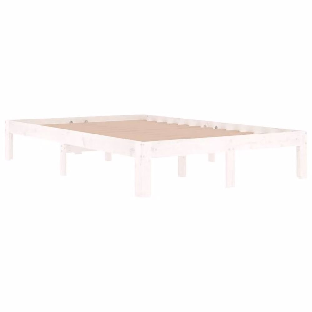 Berkfield Home Small Double Bed Frame in White Solid Pine Wood, W/D/H: 120 x 190 x 30 cm – 3