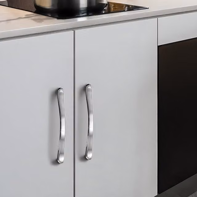 Lifeideas 2-Piece Polished Silver Aluminium Alloy Bar Furniture Handles, W/D/H: 16 x 1.8 x 4 cm