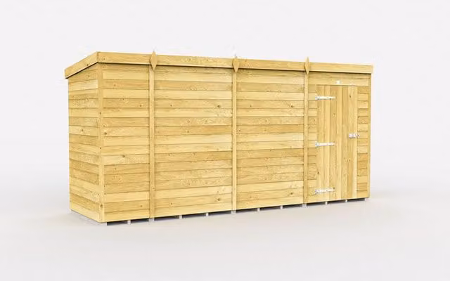 Buttercup Farm Brown Wooden Pent Shed with Single Door, L118 x W387 x H201 cm