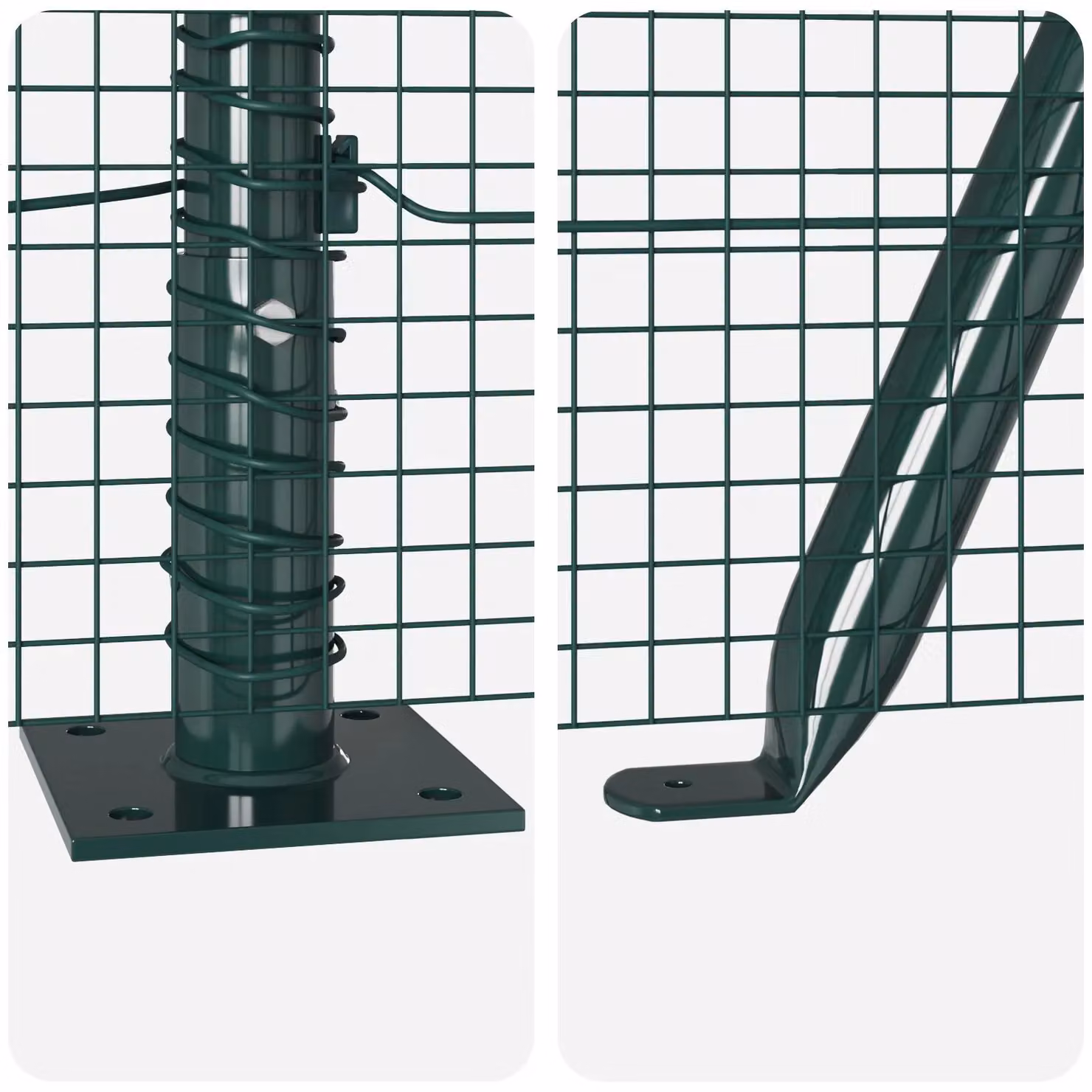 Berkfield Home Green Steel Welded Wire Fence with 7 Flanged Posts, W: 10 m, H: 1.4 m – 7