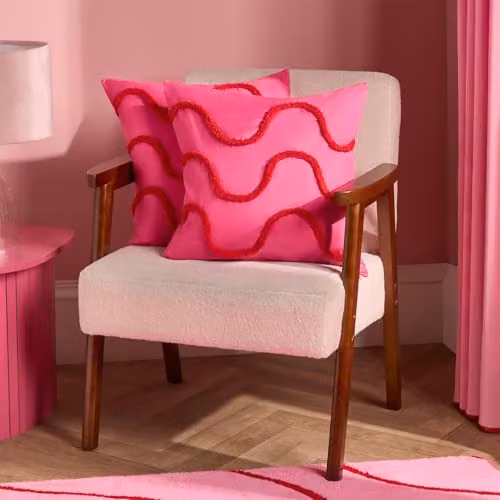 OHS Tufted Wave Decorative Square Cushion Covers Set of 2, Pink/Red, W/D/H: 45 x 45 x 45 cm – 2
