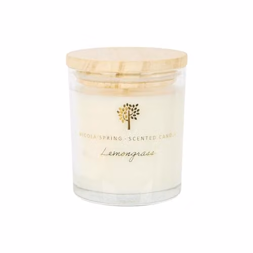 Nicola Spring Lemongrass Scented Soy Wax Candle, 130g, Transparent Glass Jar – 1