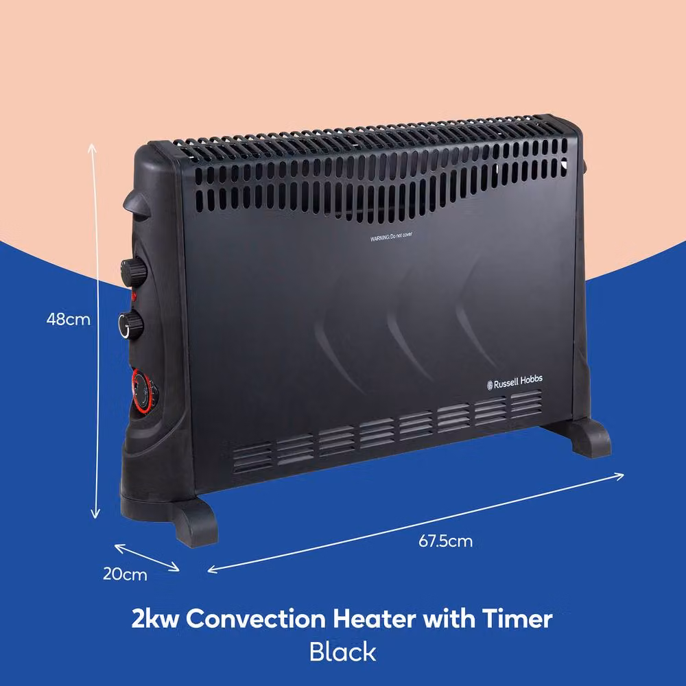 Russell Hobbs RHCVH4002B 2000W Electric Convector Heater in Black with 3 Heat Settings, Adjustable Thermostat and Overheat Protection – 2