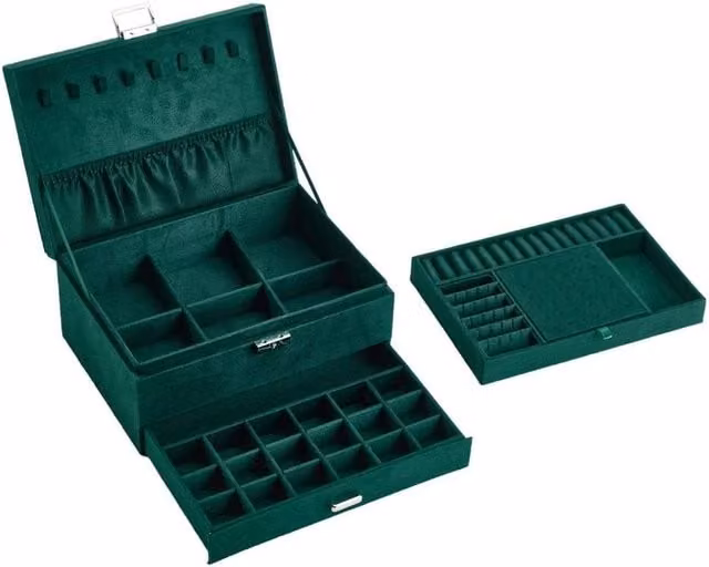 KORVIXA Portable Travel Jewellery Box Organiser in Green – 1