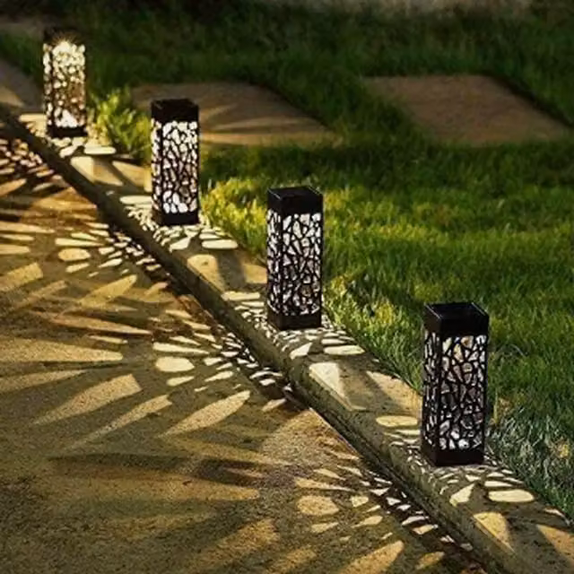 Garden Mile Silhouette Warm White Solar Lantern Post Lights in Black