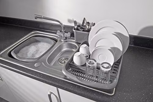 Addis Rectangular Washing Up Bowl in Silver, Large, 9.5 Litre, W: 38.0 cm, D: 32.0 cm, H: 14.0 cm