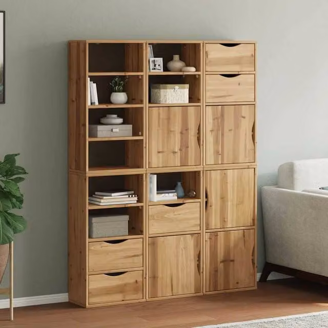 Berkfield Home ODDA Side Cabinets, Set of 6, Brown Solid Wood Pine, W/D/H: 40 x 24 x 79 cm – 1