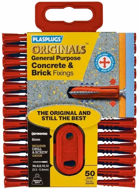 Plasplugs Red Universal General-purpose Concrete and Brick Fixings