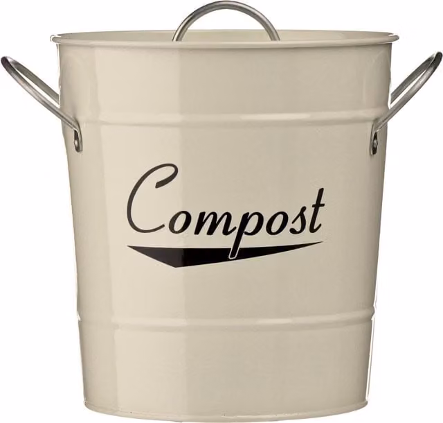 Orsina Coronet Compost Bin in Beige and White with Removable Inner Bucket