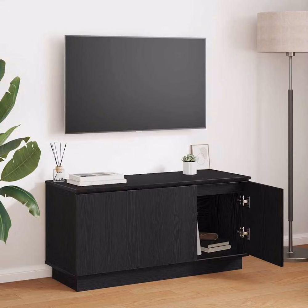 Berkfield Home Modern Black TV Cabinet in Matt Engineered Wood W/D/H: 100 x 38 x 49 cm – 2