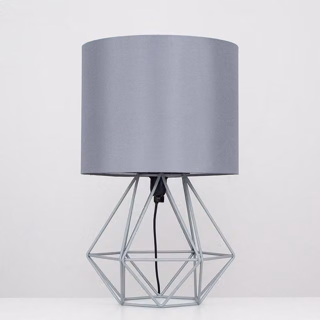 ValueLights Angus Geometric Pair of Grey Table Lamps